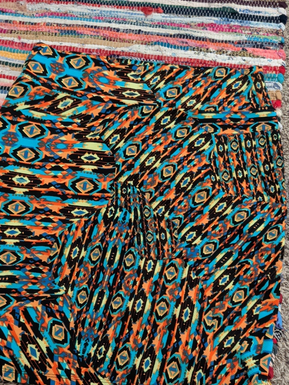 LuLaRoe XL Turquoise, Orange & Black Aztec-Inspired Maxi